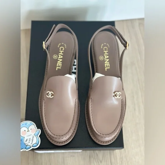 New Chanel 25C Slingback Loafers - taupe - women’s 37C - Picture 4 of 5